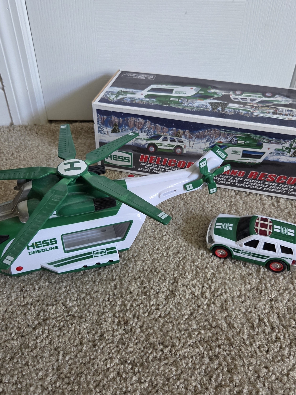 Hess Green and White Helicopter and Rescue SUV Toy Set 2012